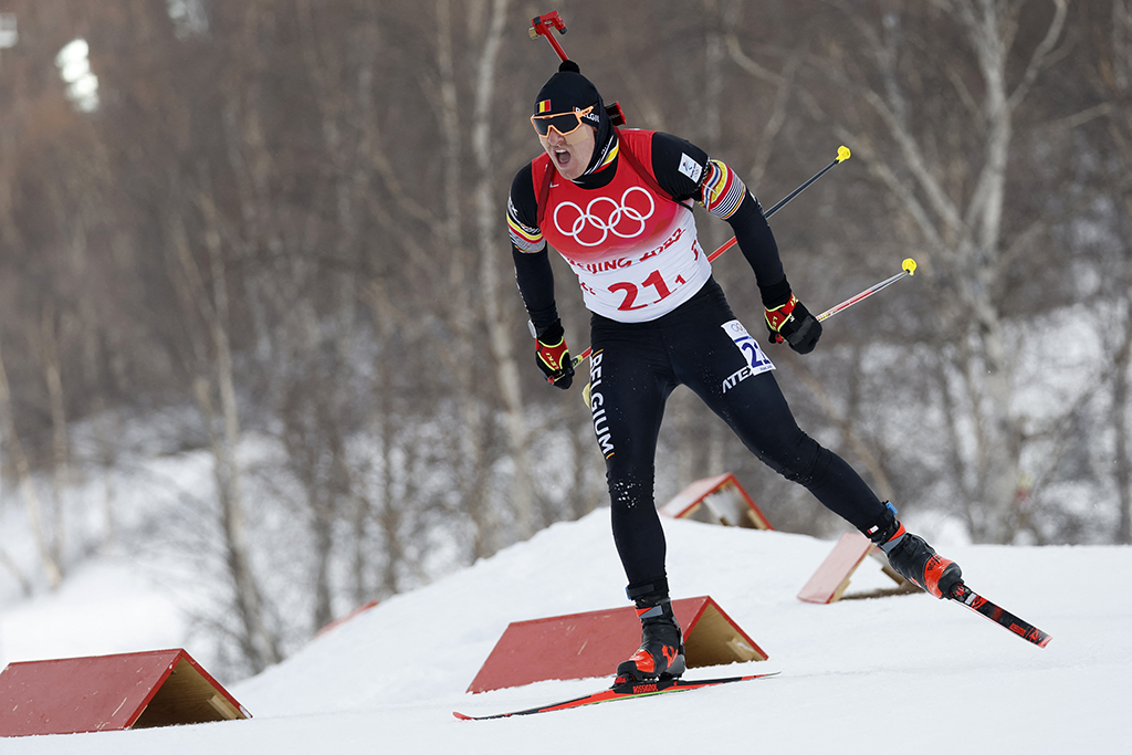 Florent Claude beim olympischen Staffelrennen (Bild: Odd Andersen/AFP)