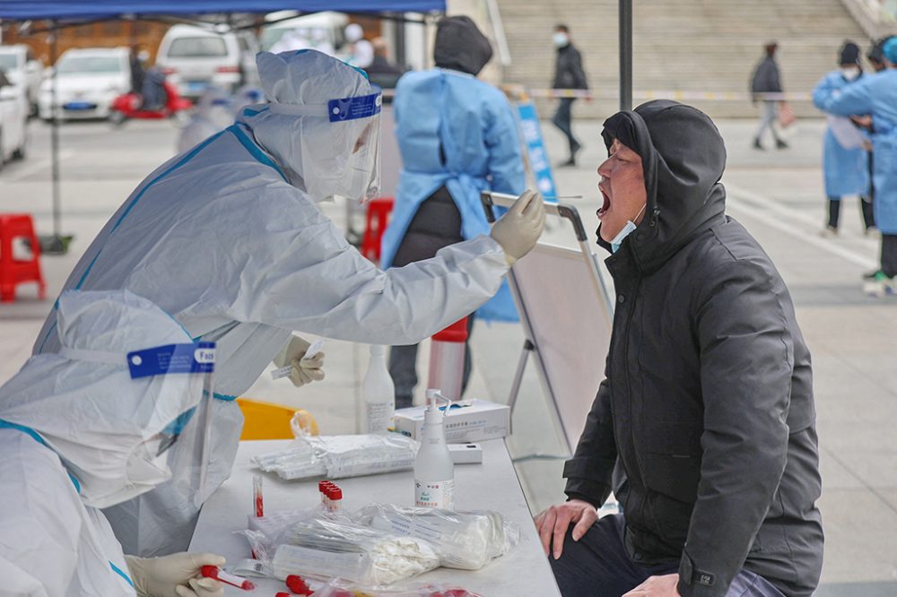 Corona-Test in in Nantong, China (Bild: STR/AFP)