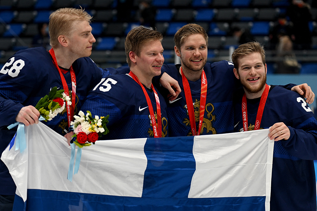 Das letzte Olympia-Gold bei den Winterspielen in Peking ging an die finnische Eishockey-Nationalmannschaft (Bild: Antonin Thuillier/AFP)