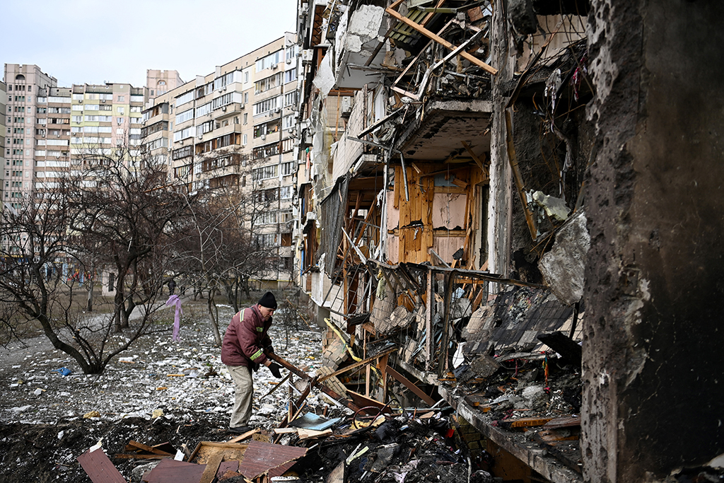 Vorort von Kiew am Freitagmorgen (Bild: Daniel Leal/AFP)