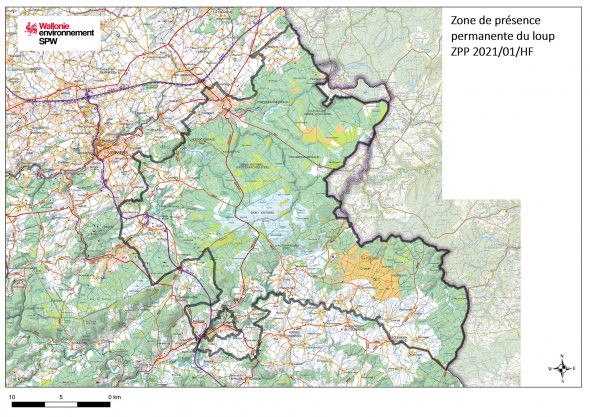 Wolfszone der Wallonischen Region - Stand 16.2.22 (Bild: SPW)