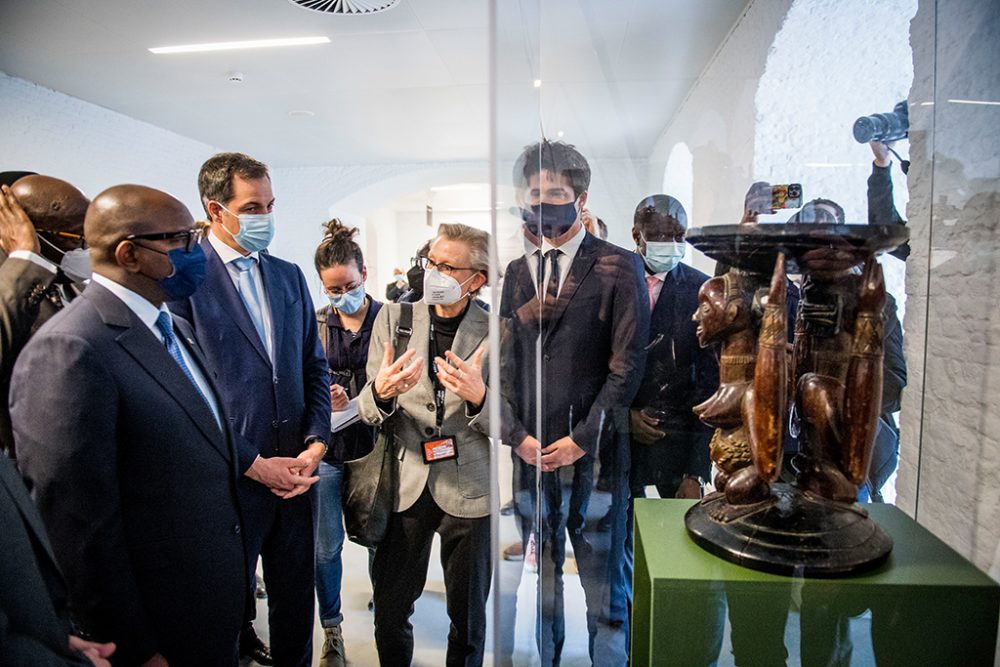 Lukonde und De Croo am Donnerstag im Afrika-Museum in Tervuren (Bild: Jasper Jacobs/Belga)