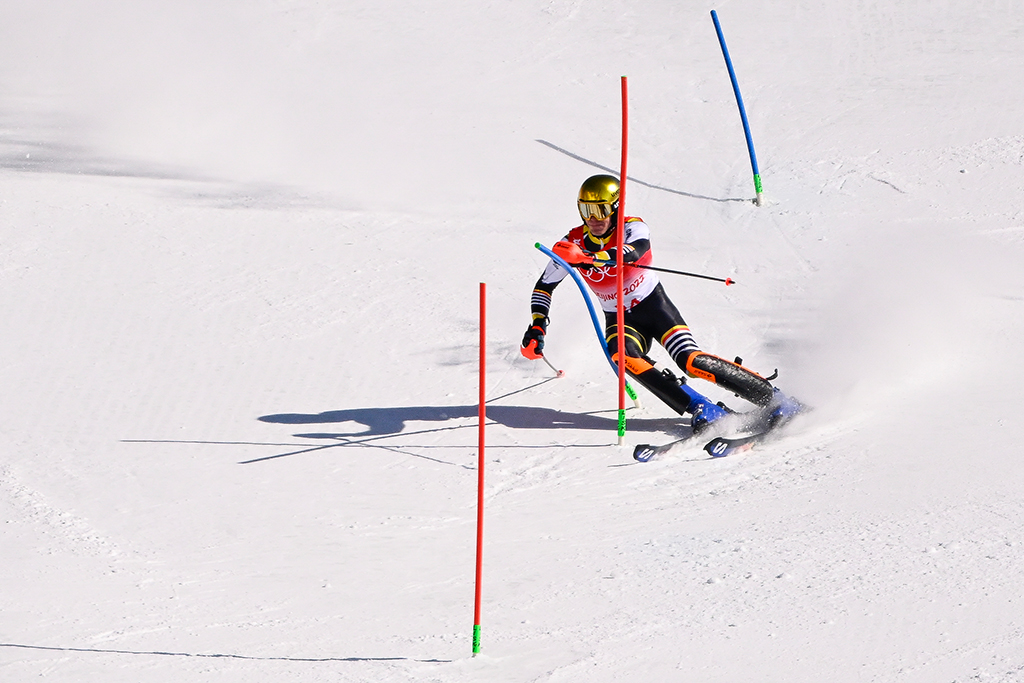 Armand Marchant im zweiten Slalom-Lauf (Bild: Laurie Dieffembacq/Belga)