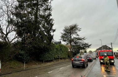 Wegen eines umgestürzten Baumes musste am Freitagnachmittag auch der Eupener Kehrweg zeitweise gesperrt werden (Bild: Michaela Brück/BRF)