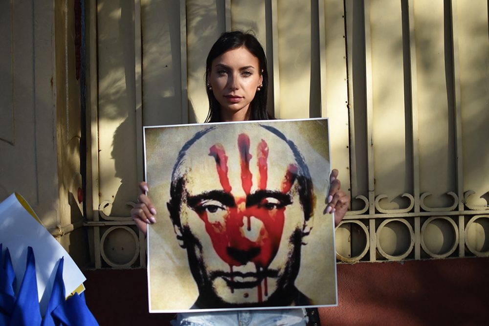 Weltweit gibt es Proteste gegen Wladimir Putin und seinen Krieg gegen die Ukraine - auch in Mexiko (Bild: Rodrigo Arangua/AFP)
