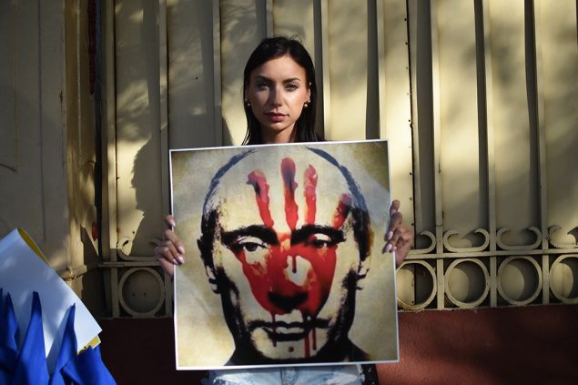 Weltweit gibt es Proteste gegen Wladimir Putin und seinen Krieg gegen die Ukraine - auch in Mexiko (Bild: Rodrigo Arangua/AFP)