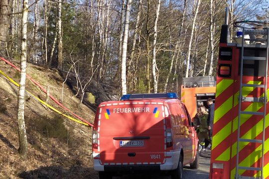 Feuerwehreinsatz an der Eupener Talsperre (Bild: Christoph Ramjoie/BRF)
