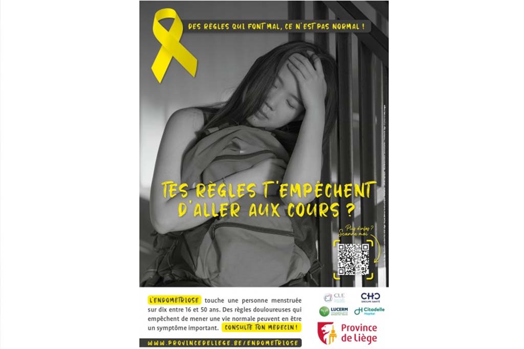 Plakatmotiv der neuen Endometriose-Kampagne (Bild: Screenshot Website Provinz Lüttich)