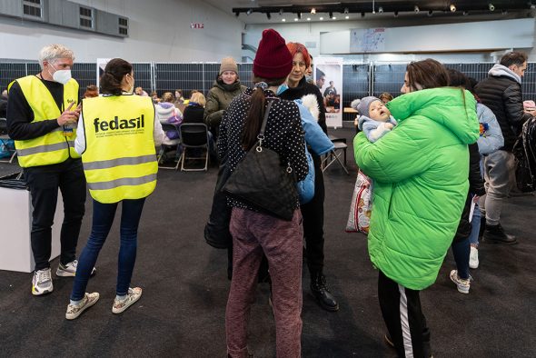 Neue Registrierungsstelle für Ukraine-Flüchtlinge auf dem Brüsseler Heysel-Gelände am Montag (Bild: James Arthur Gekiere/Belga)