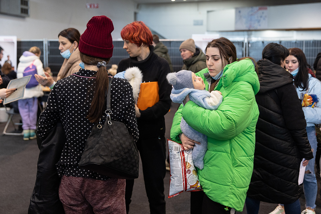 Flüchtlinge aus der Unkraine auf dem Heysel-Gelände