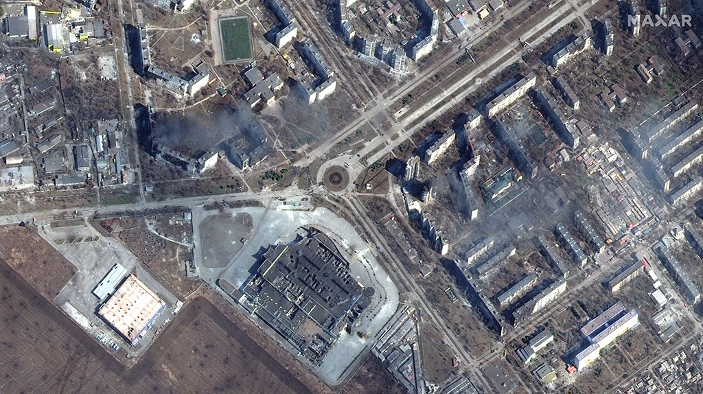 Luftaufnahme von Mariupol am 14. März (Bild: ©2022 Maxar Technologies/AFP)