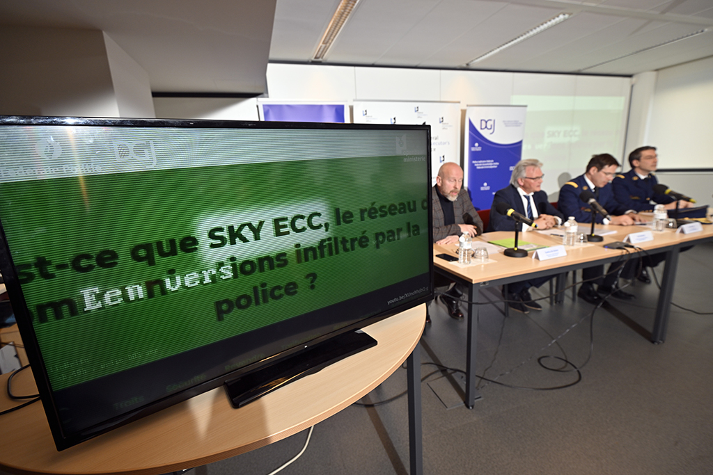 Pressekonferenz zu den Ermittlungen bei Sky ECC (Bild: Eric Lalmand/Belga)