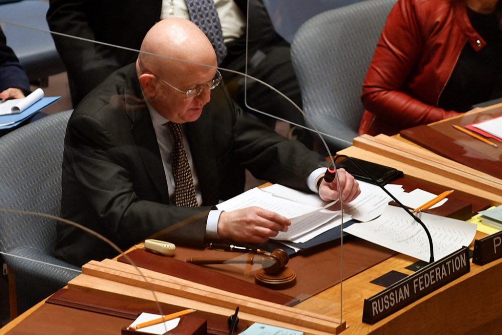 Vassily Nebenzia, Ständiger Vertreter Russlands bei den Vereinten Nationen, beim Treffen des UN-Sicherheitsrats am 27. Februar (Bild: Andrea Renault/AFP)