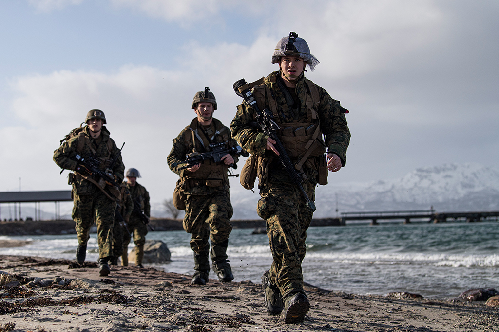 US-Soldaten bei der Nato-Militärübung in Norwegen, die Mitte März abgehalten wurde (Bild: Jonathan Nackstrand/AFP)