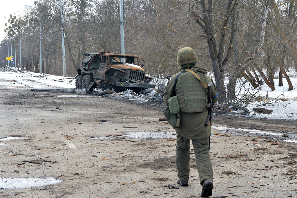 Zerstörter russischer Raketenwerfer