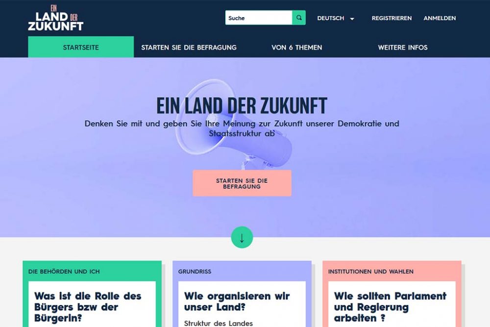 Das Internetportal https://demain-toekomst-zukunft.be/ (Bild: Screenshot)