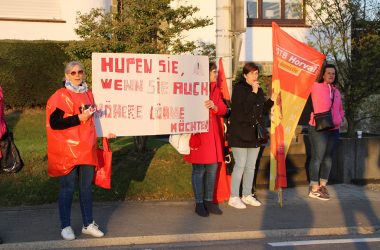 Protestaktion der FGTB an der Herbesthaler Straße in Eupen (Bild: Mandy Michaelis/BRF)