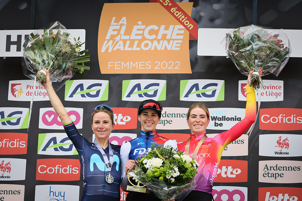 Annemiek van Vleuten, Marta Cavalli und Demi Vollering (Bild: Benoit Doppagne/Belga)