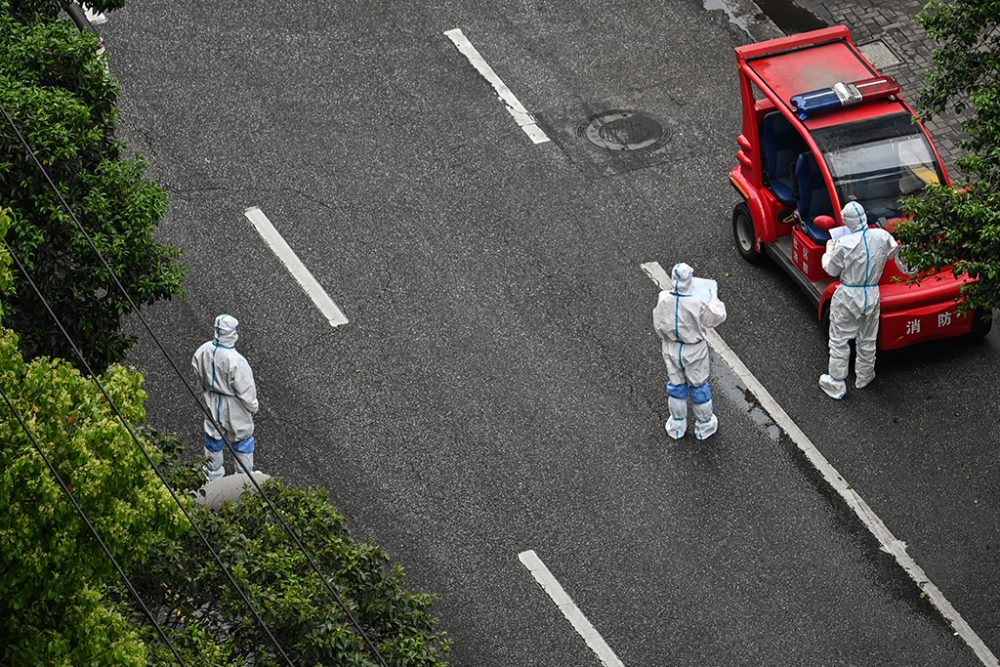 Im Jing'an-Viertel in Schanghai am Samstag (Bild: Hector Retamal/AFP)