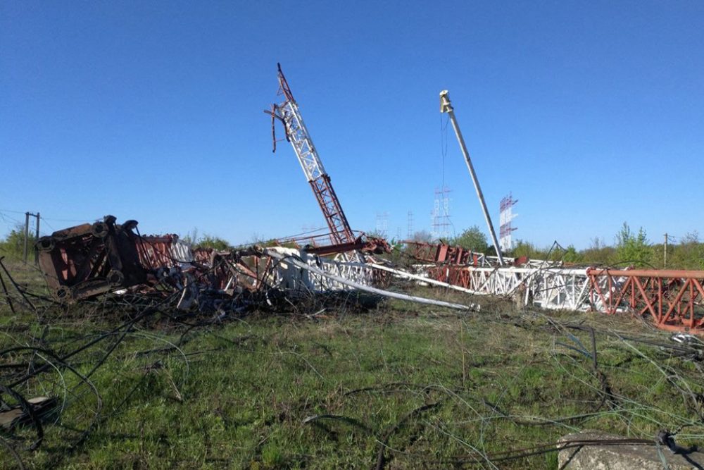 Zerstörte Antennen in der Region Transnistrien (Bild: AFP Photo/Transnistrian Interior Ministry/Handout)