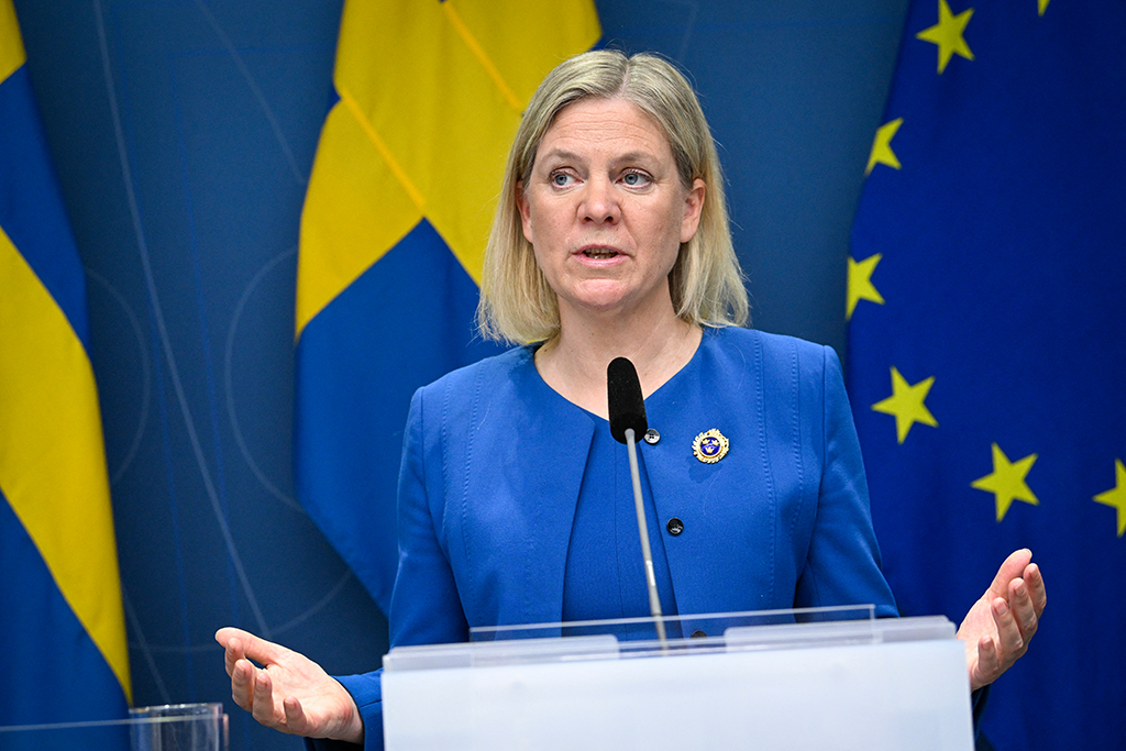 Die schwedische Ministerpräsidentin Magdalena Andersson am Montag in Stockholm (Bild: Henrik Montgomery/AFP)