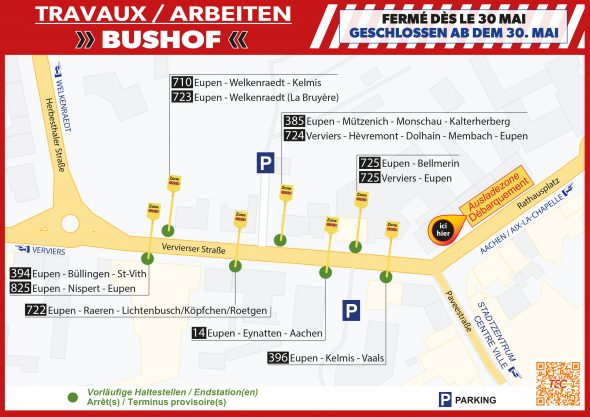 Plan für den provisorischen Bushof an der Vervierser Straße (Bild: TEC)