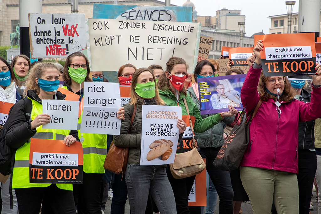 Protest der Logopäden in Brüssel (Bild: Nicolas Maeterlinck/Belga)