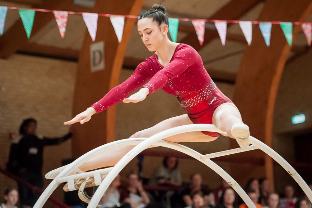 Mara Bartholemy hat im Sprungfinale der Juniorinnen bei der Rhönrad-WM einen starken sechsten Platz gemacht (Bild: Bart Treuren)