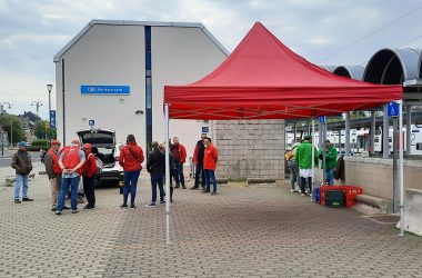 Streikposten am Bahnhof von Welkenraedt (Bild: Chantal Delhez/BRF)