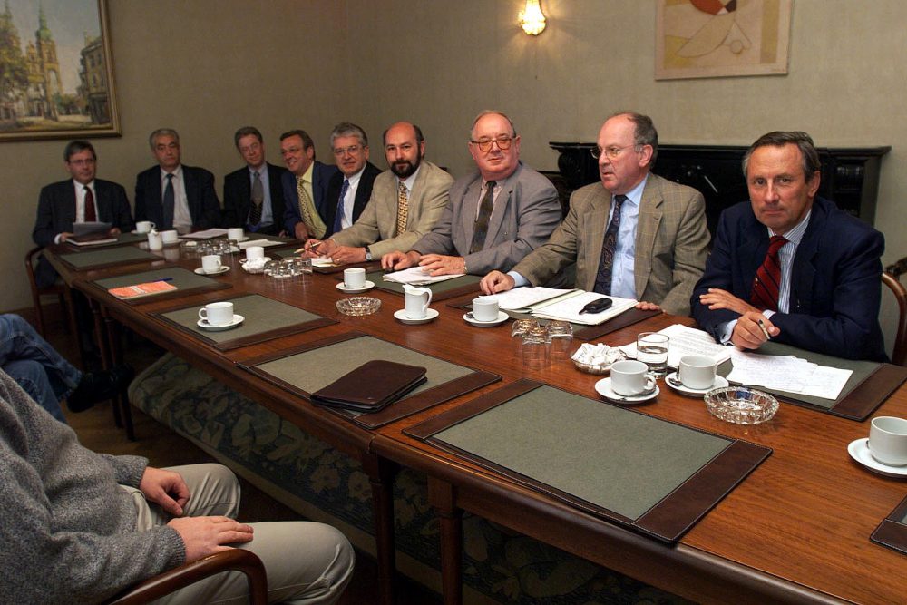 CSP 1999: Joseph Maraite, Wilfred Schröder, Elmar Keutgen, Mathieu Grosch, Hubert Chantraine, Erwin Franzen, Johann Haas, Albert Gehlen, Manfred Schunck (Archivbild: Guy Mossay/Belga)