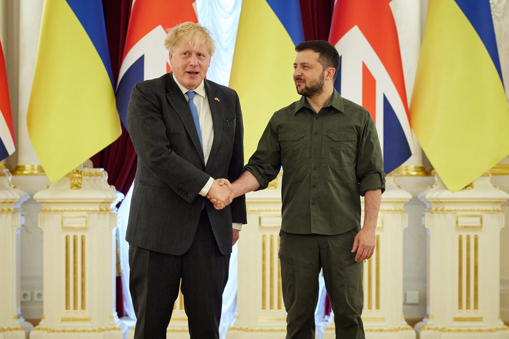 Boris Johnson und Wolodymyr Selenskyj (Bild: STR/Ukrainian Presidential Press Service/AFP.)