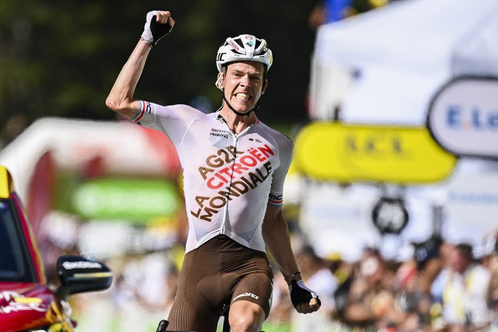 Bob Jungels jubelt auf der neunten Etappe der Tour (Bild: David Stockman)