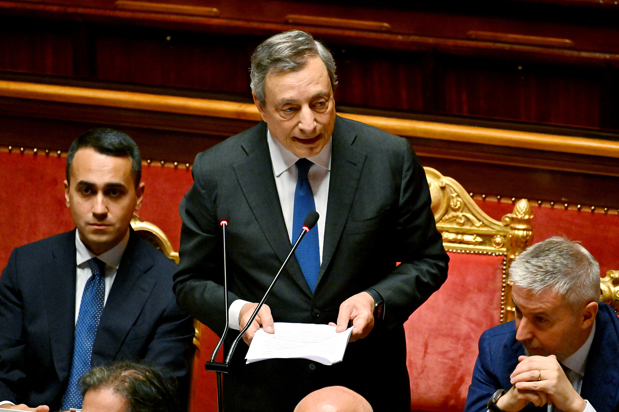 Mario Draghi bei seiner Rede im Senat (Bild: Andreas Solaro/AFP)