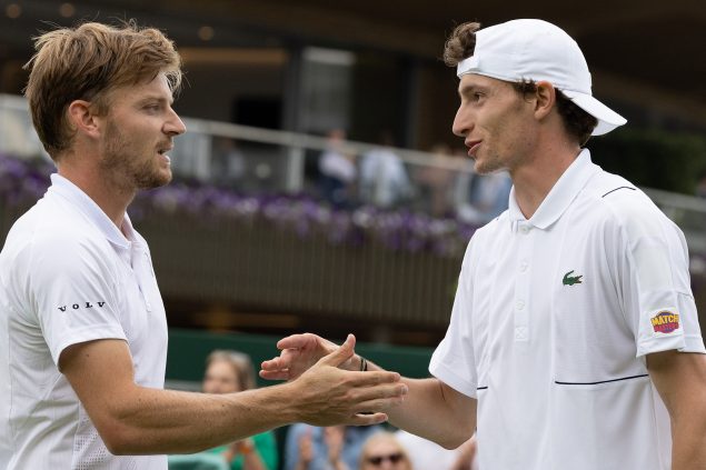 David Goffin und Ugo Humbert nach ihrer Begegnung in Wimbledon (Bild: Benoit Doppagne/Belga)