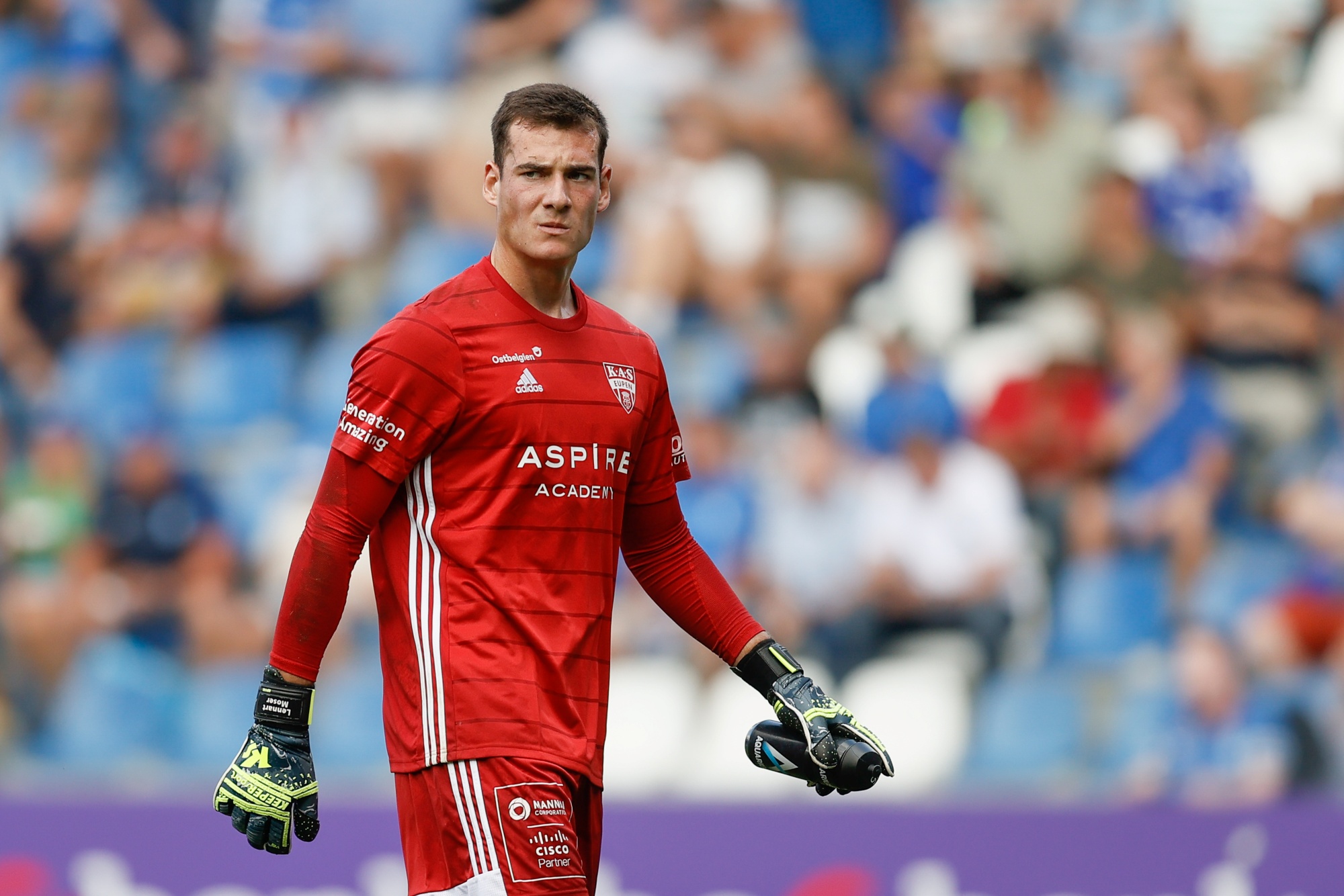 Eupen's Lennaert Moser pictured during a soccer match between KRC Genk and KAS Eupen, Saturday 06 August 2022 in Genk, on day 3 of the 2022-2023 'Jupiler Pro League' first division of the Belgian championship. BELGA PHOTO BRUNO FAHY