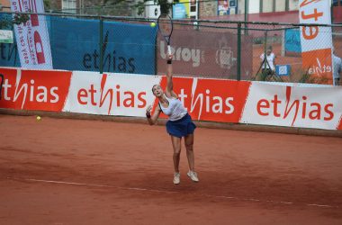 Marie Benoit im Achtelfinale des ITF-Tennisturniers von Eupen (Bild: Christophe Ramjoie/BRF)