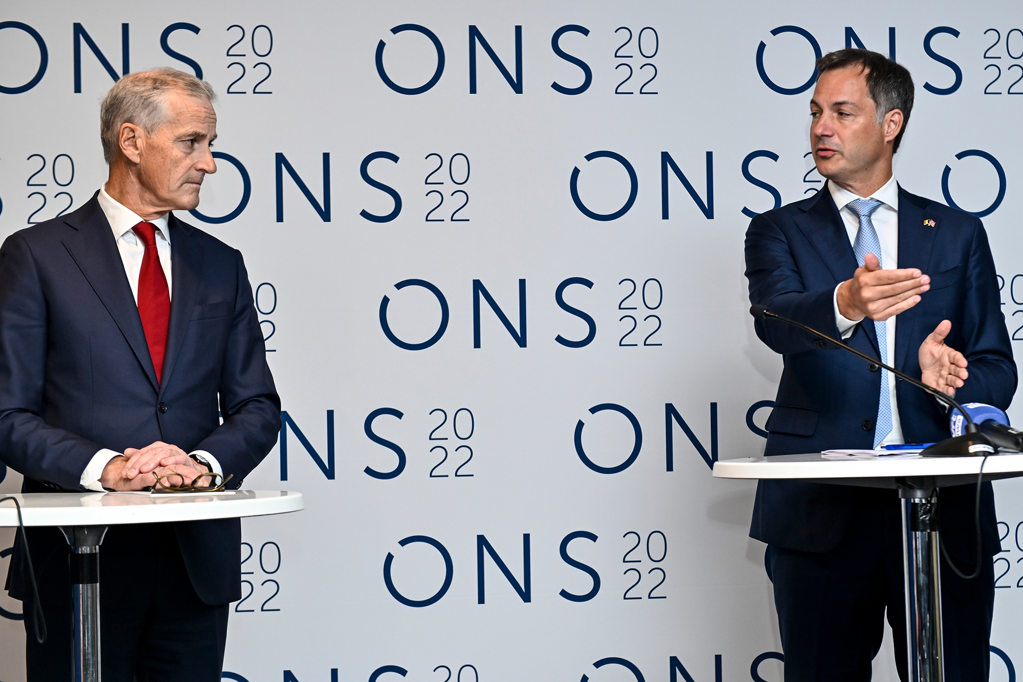 Norwegens Premierminister Jonas Gahr Støre und der belgische Premier Alexander De Croo (Bild: Dirk Waem/Belga)