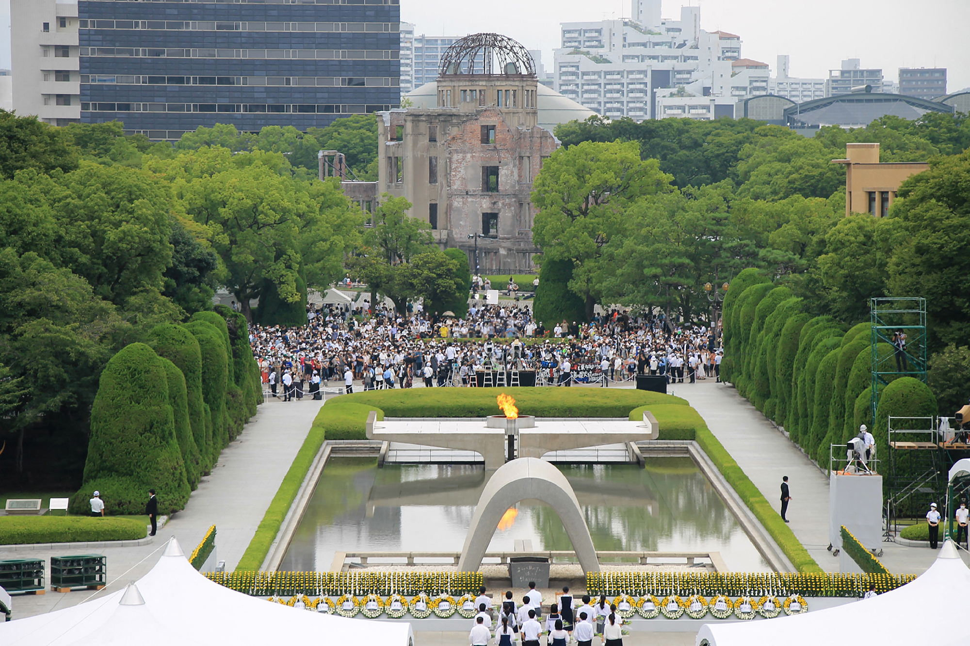 Gedenkfeier in Hiroshima am Samstag (Bild: STR/Jiji Press/AFP)