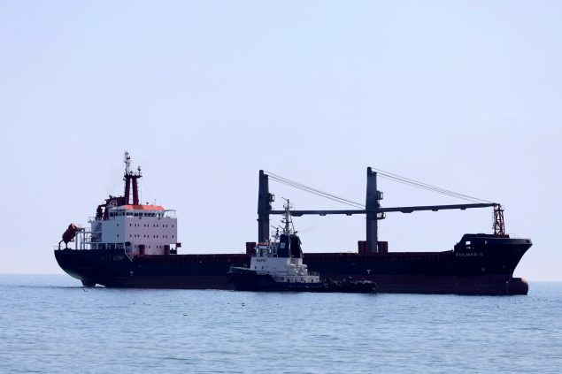 Transportschiff auf dem Weg in den ukrainischen Hafen Tschornomorsk (Bild: Oleksandr Gimanov/AFP)