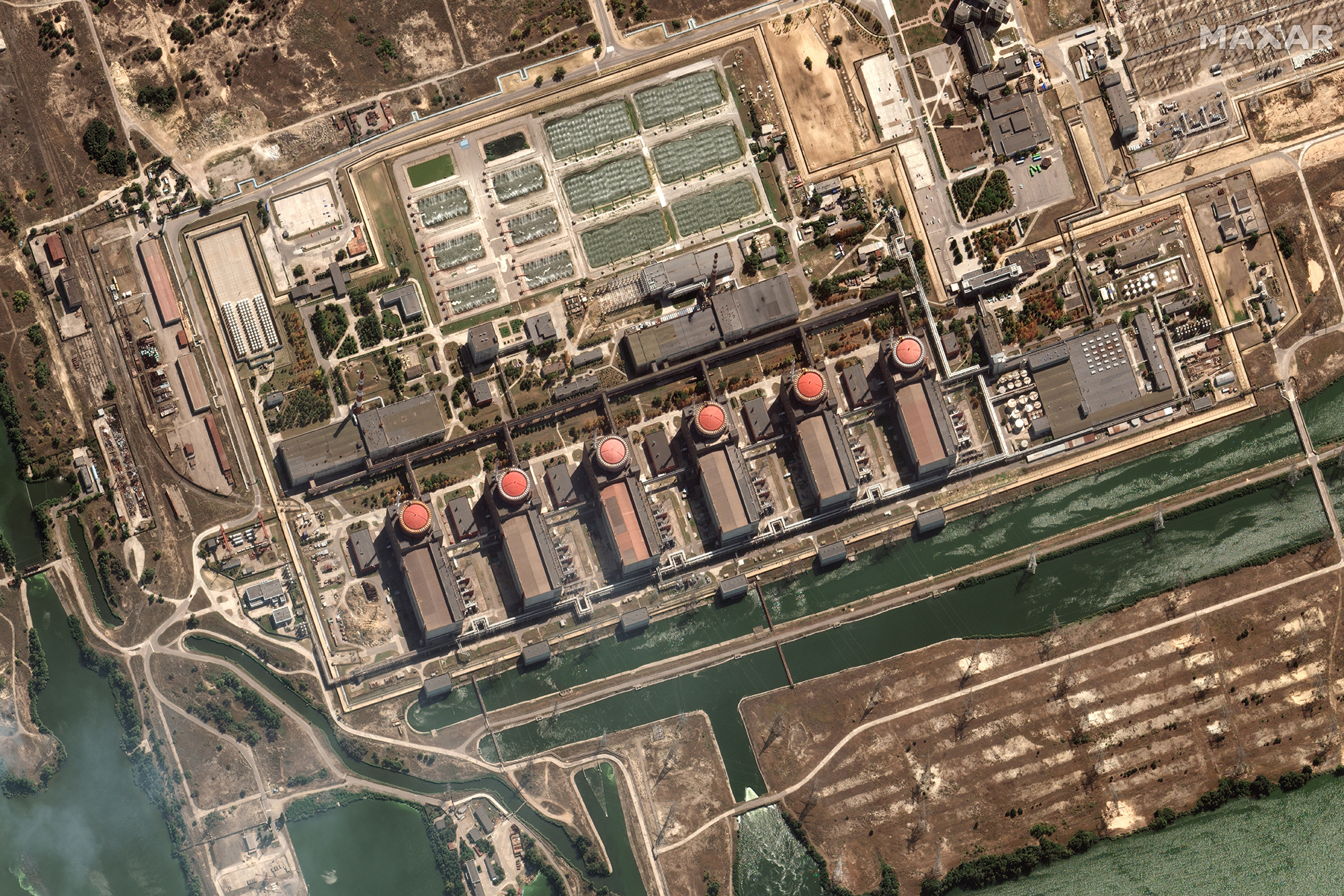 Satellitenbild des Kernkraftwerks Saporischschja (Bild: Handout/Maxar Technologies/AFP)