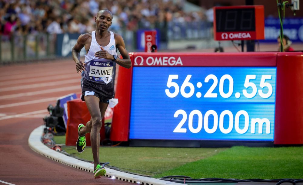 Kenyan Sabastian Kimaru Sawe pictured in action during the one hour race Men at the 2022 edition of the Memorial Van Damme Diamond League meeting athletics event, in Brussel, Friday 02 September 2022. BELGA PHOTO VIRGINIE LEFOUR