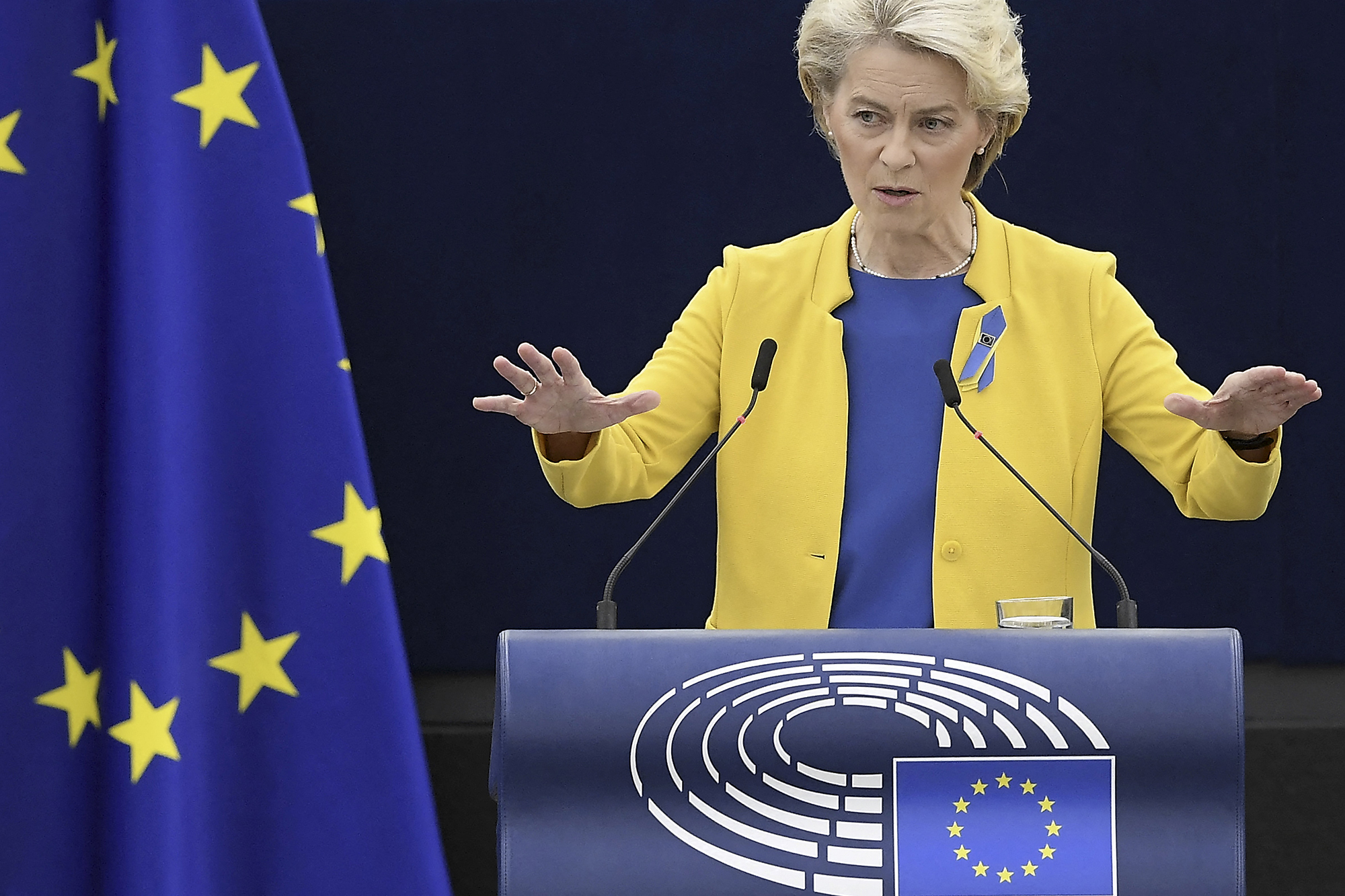 EU-Kommissionspräsidentin Ursula von der Leyen bei ihrer "Rede zur Lage der Europäischen Union" (Bild: Frederick Florin/AFP)