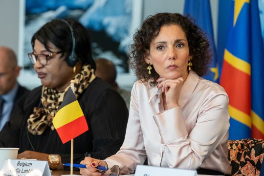 Außenministerin Hadja Lahbib in New York (Bild: Nicolas Maeterlinck/Belga)