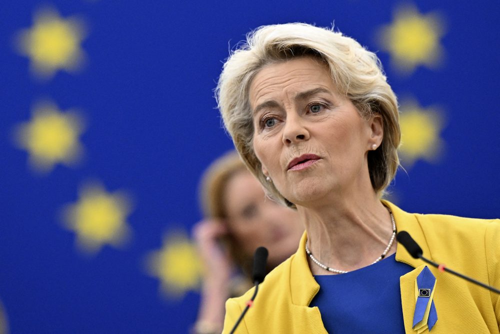 Ursula von der Leyen hält ihre Rede zur Lage der Europäischen Union (Bild: Frederick Florin/AFP)