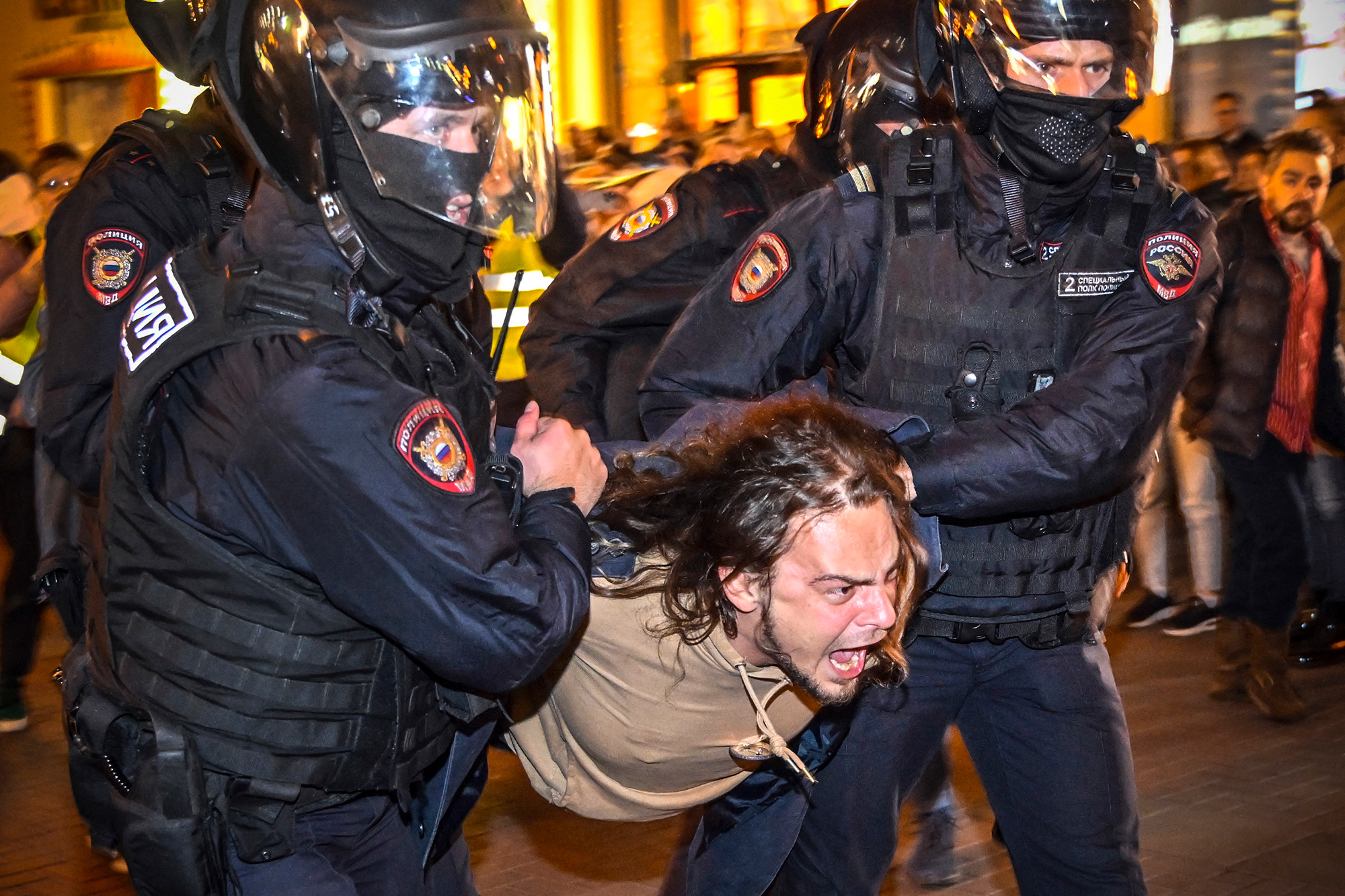 Proteste in Moskau gegen die angeordnete Teilmobilmachung des Militärs (Bild: Alexander Nemenov/AFP)