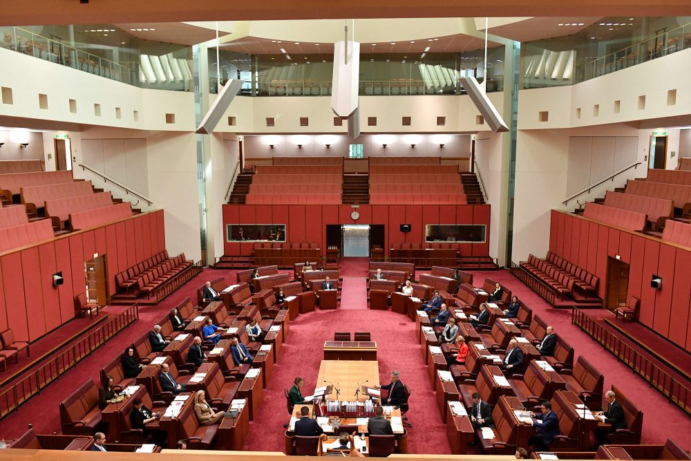 Senatssaal des Parlamentsgebäudes in der australischen Hauptstadt Canberra (Bild: Mick Tsikas/Pool/AFP)