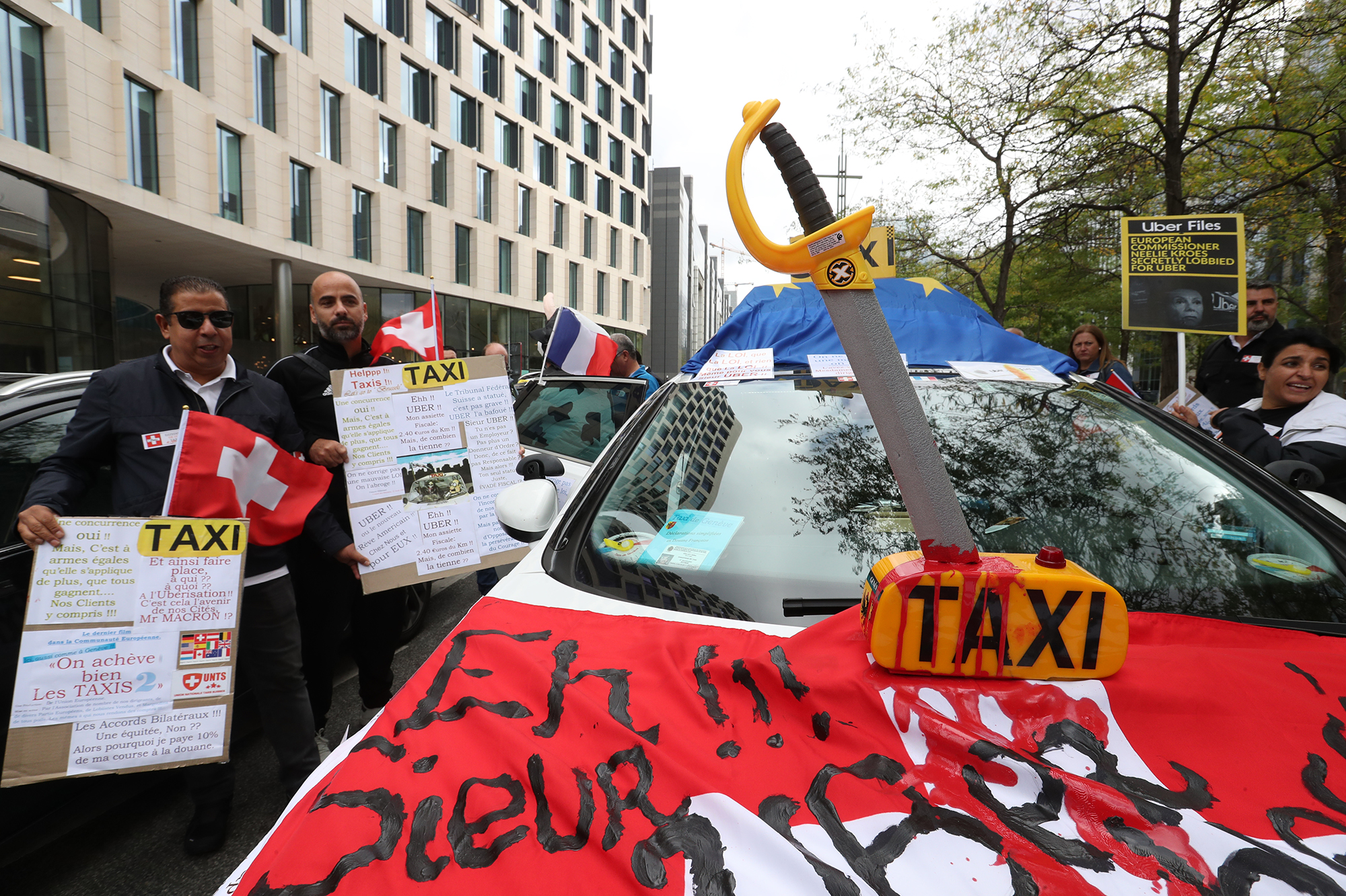 Taxi-Protest in Brüssel (Bild: Nicolas Maeterlinck/Belga)