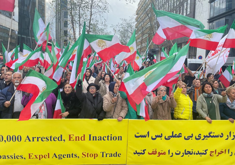 Illustration picture shows a protest to support the Iranian people, in Brussels, Friday 21 October 2022. BELGASolidaritätskundgebung für iranisches Volk am Rande des EU-Gipfels in Brüssel