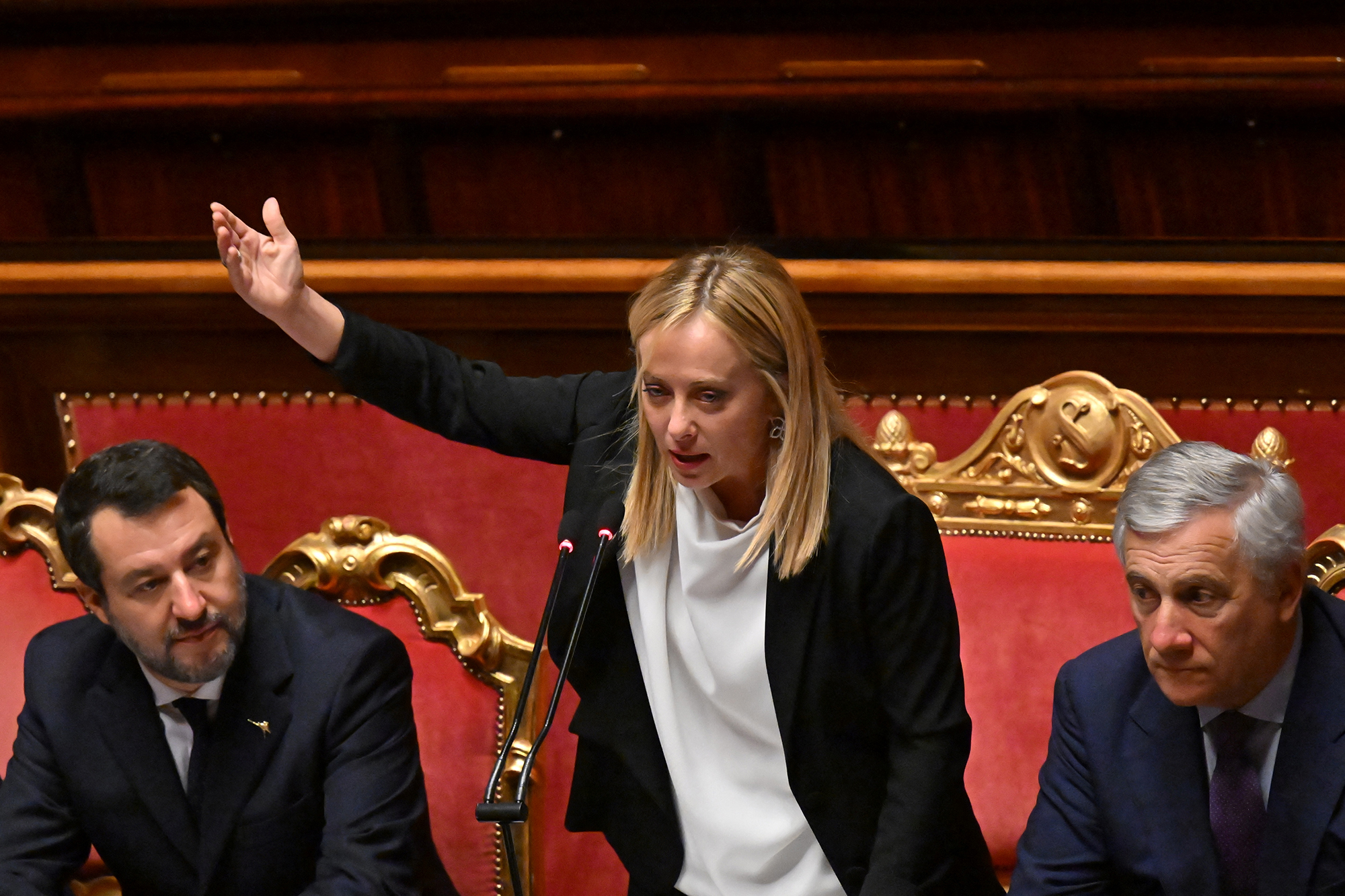 Italiens neue Premierministerin Giorgia Meloni wurde auch im Senat bestätigt (Bild: Alberto Pizzoli/AFP)