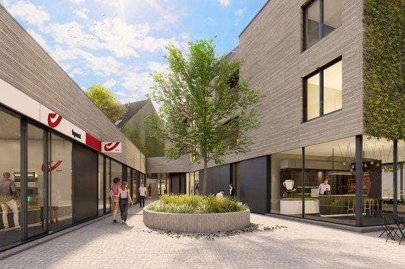Pläne für die neuen Gebäude mit Postbüro im Zentrum von Eupen (Bild: Architekt Luc Spits/Stadt Eupen)